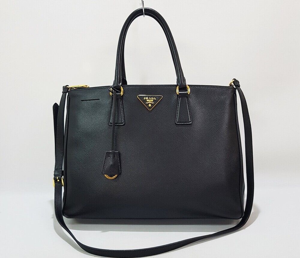 Prada Lux Black Double Zip Tote Shoulder Bag B1786T