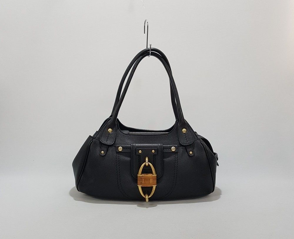 Salvatore Ferragamo Black Leather Shoulder Bag SKU123