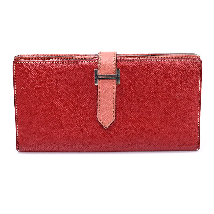 Hermes Loose Flamingo Two-Tone Epsom Calfskin Beane Wallet - Q Embossed (SKU)
