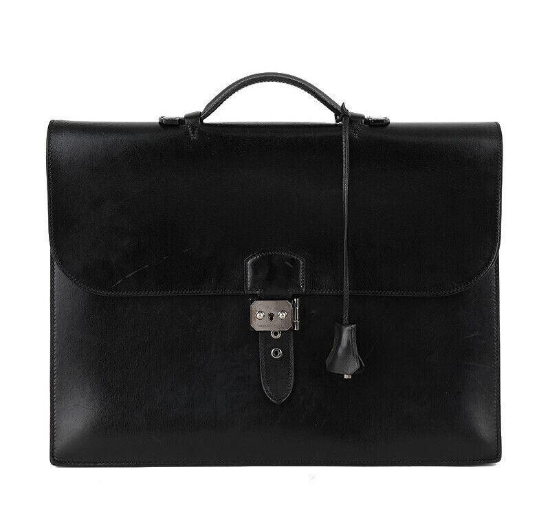 Hermes Black Etoupe Sac a Depeche 41 7223162626