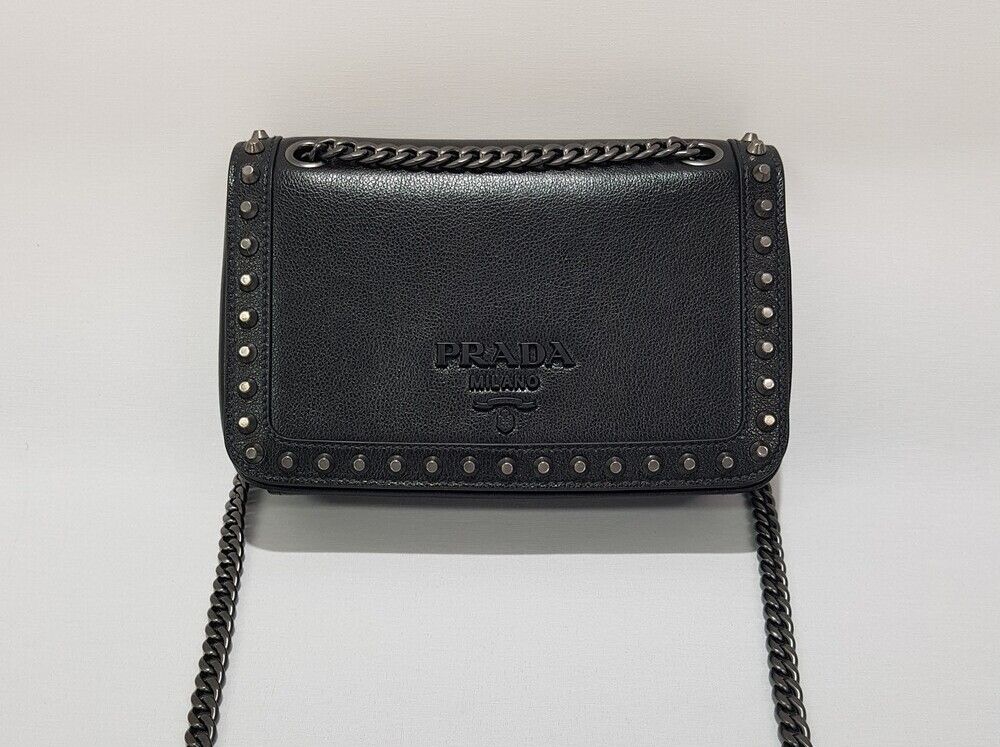 Prada Grace Calf Stud Chain Shoulder Bag - SKU123456