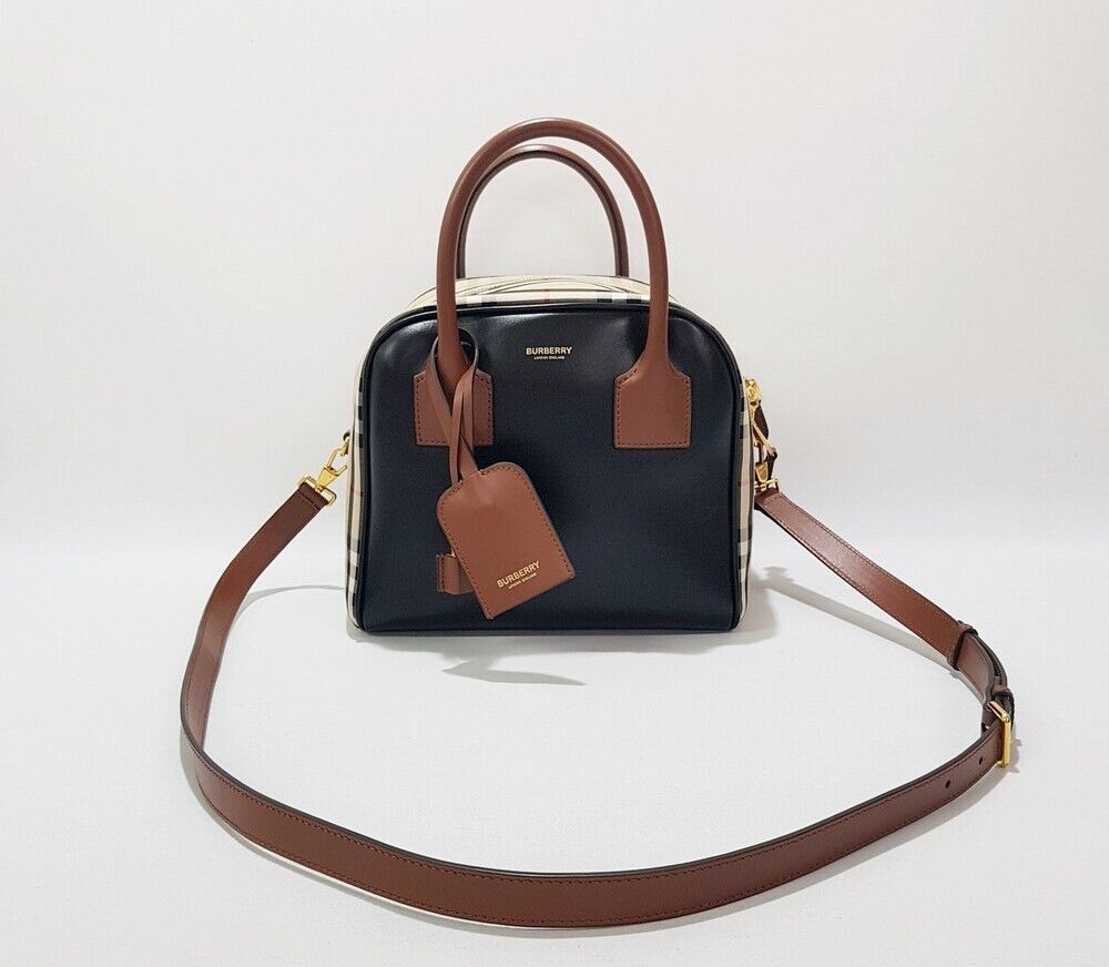 Burberry Small Leather Vintage Check Cube Bag SKU