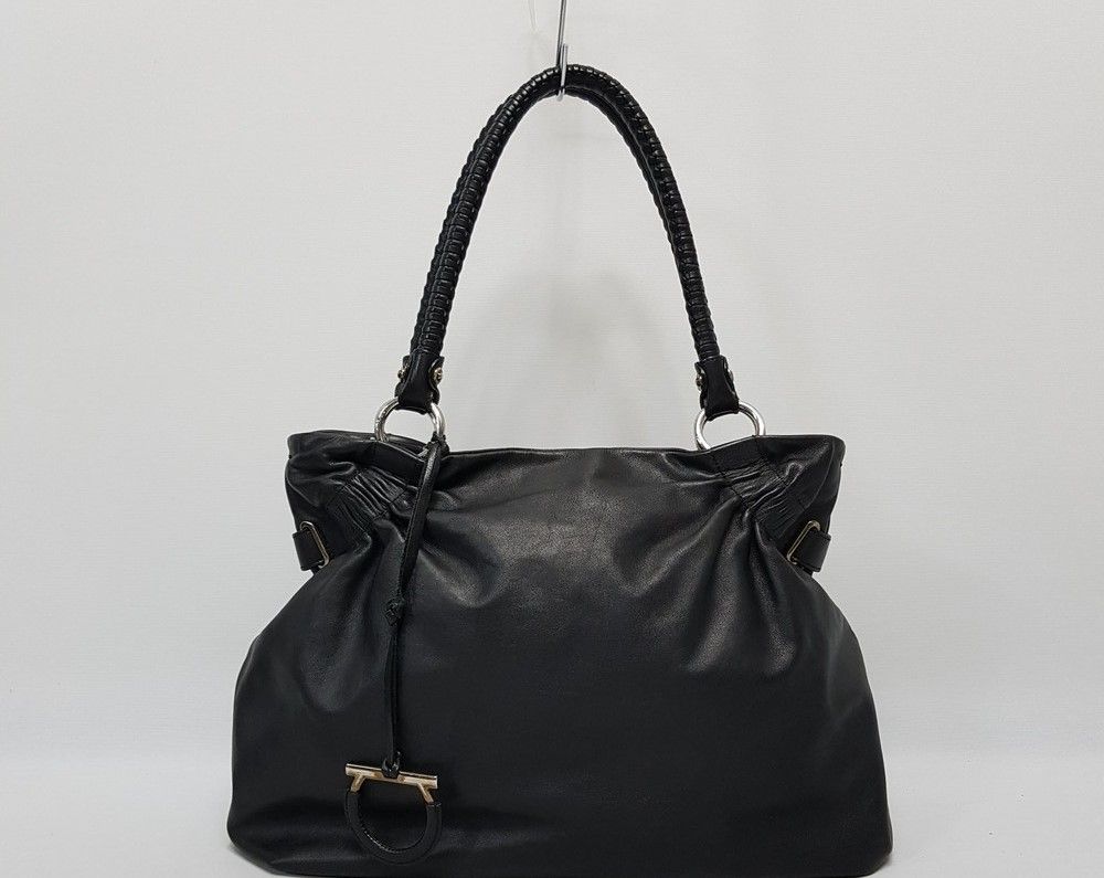 Salvatore Ferragamo Black Leather Shoulder Bag SKU123