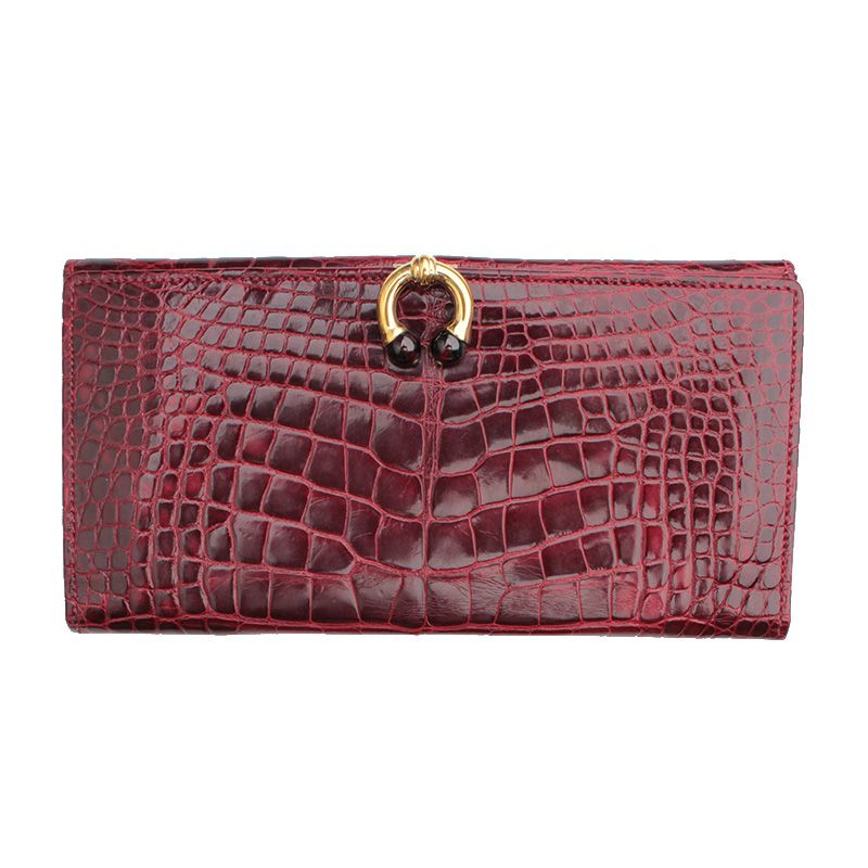 Gucci Burgundy Wani Gold Buckle Long Wallet - Product Number