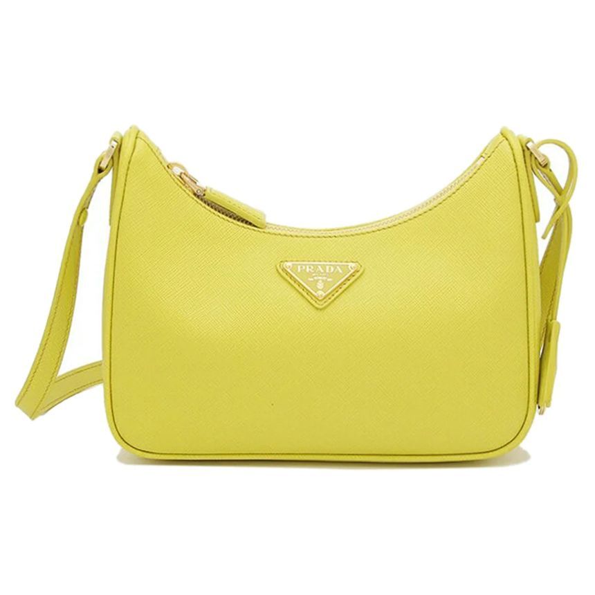 Prada Shoulder Hobo Bag Yellow 1BC204 NZV F0YN4