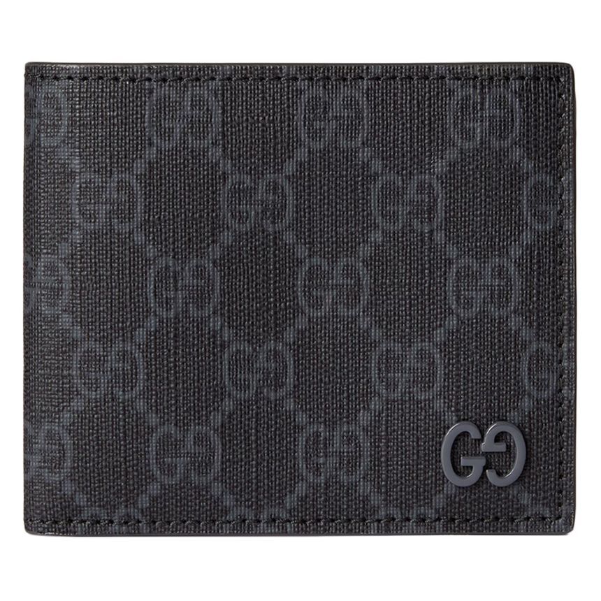 Gucci Supreme Two-Tone Wallet Gray Black 768243 FACQC 1048