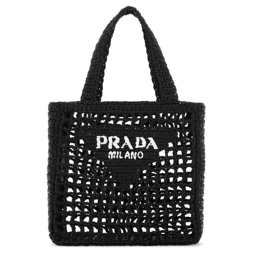 Prada Small Crochet Tote Bag Black 1BG444 2A2T F0002