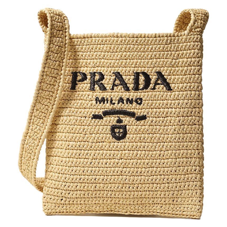 Prada Embroidered Crochet Shoulder Bag Natural 1BC184 2A2T F0018