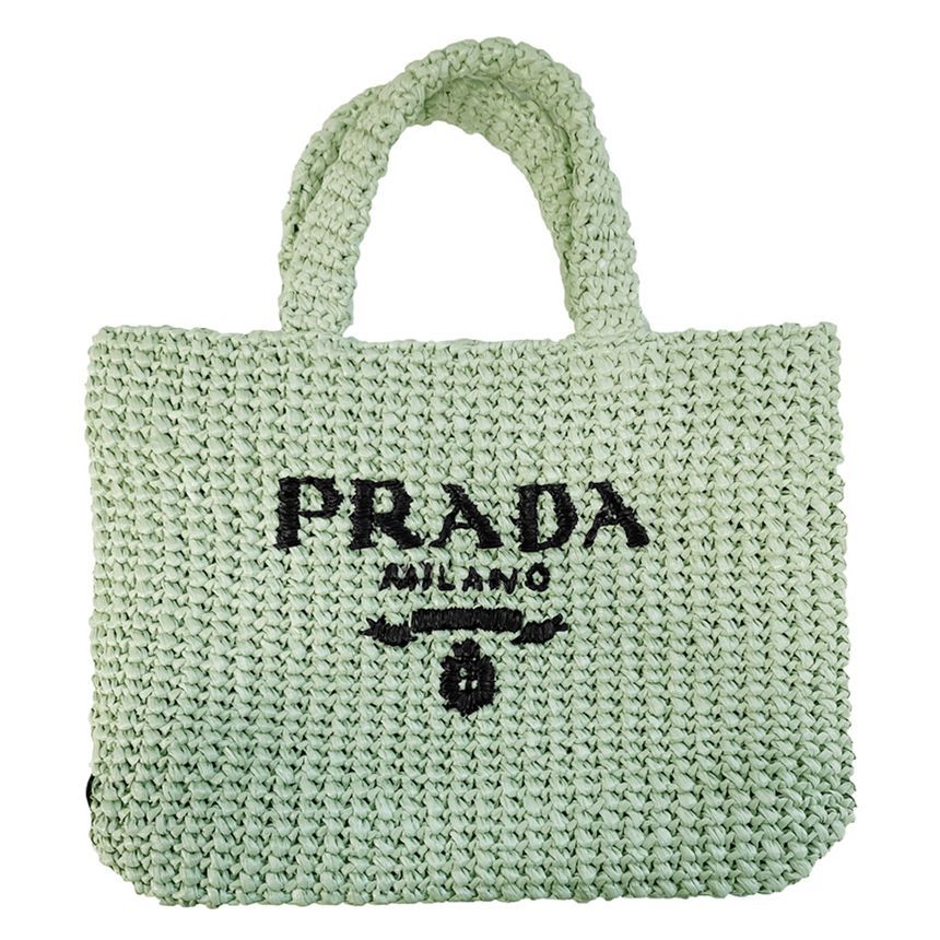 Prada Small Crochet Tote Bag Aqua 1BG422 2A2T