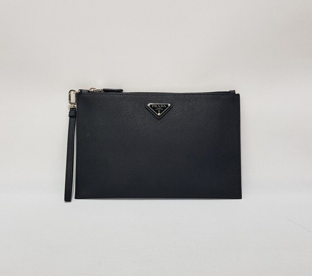 Prada Triangle Logo Clutch Bag - Saffiano (SKU: 123456)