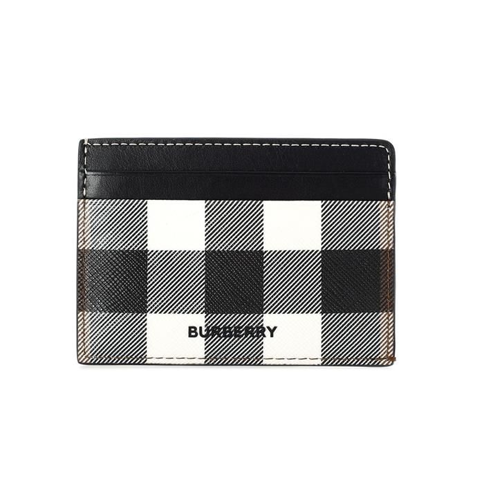 Burberry Check Leather Card Holder Wallet Dark Brown 8052795
