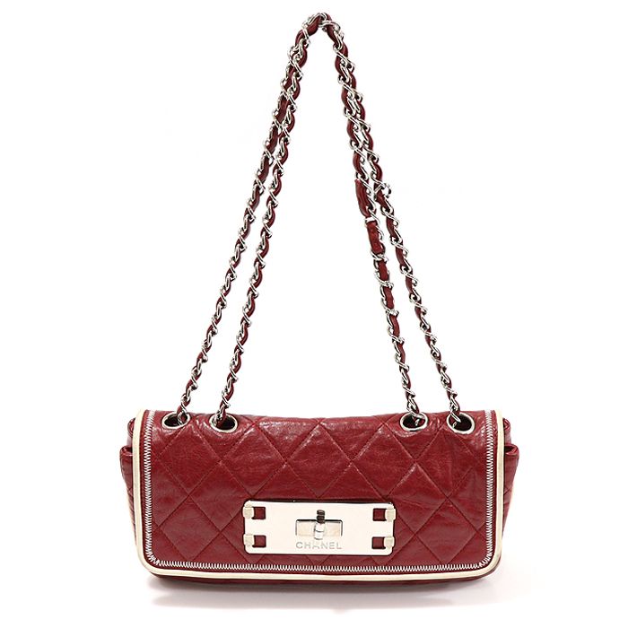 CHANEL Red Lambskin Quilting 2.55 Reissue East West Flap Chain Shoulder Bag (Size 12) A37691