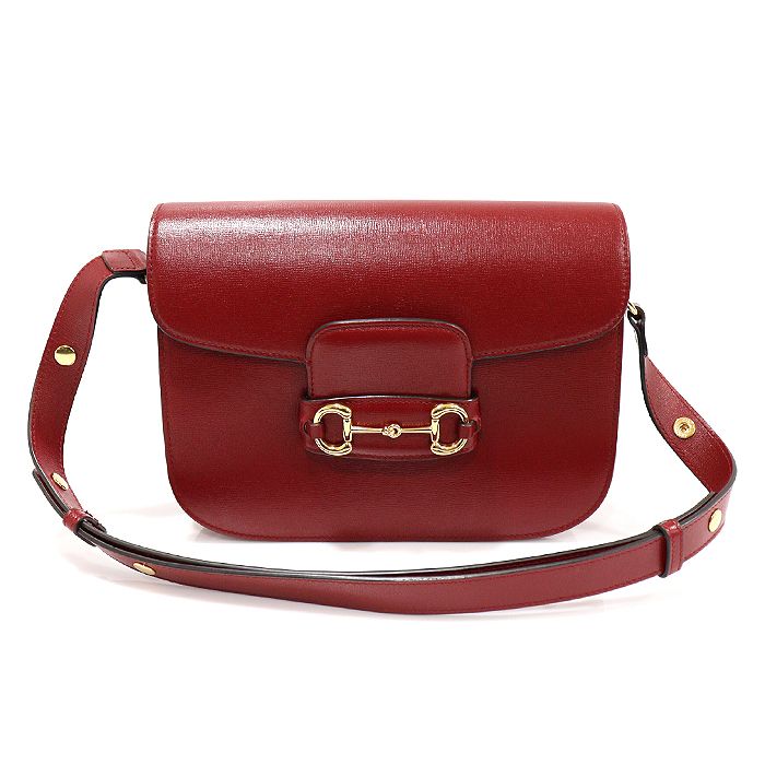 Gucci Red Textured Leather Horsebit 1955 Small Shoulder Bag 602204