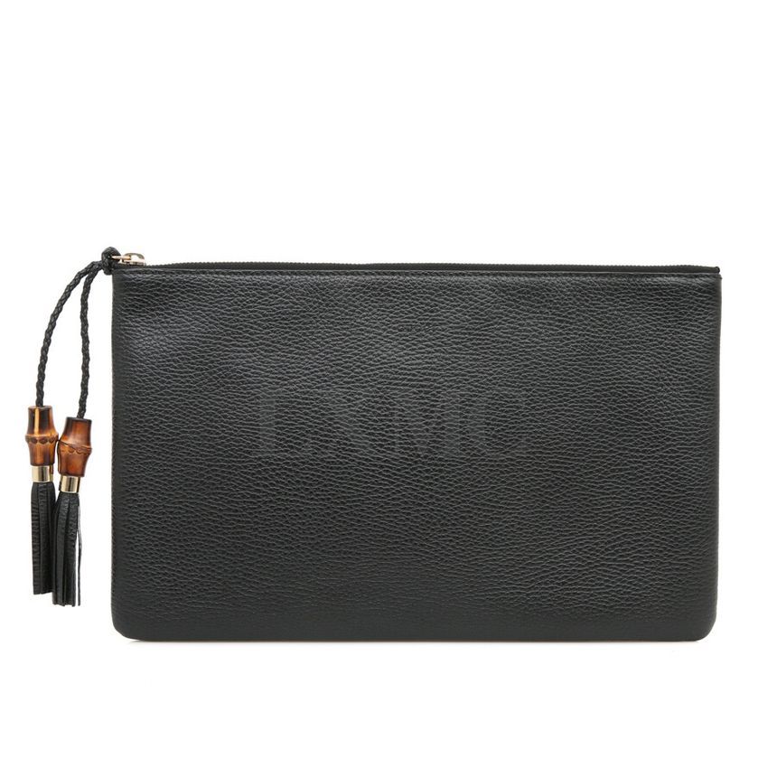 Gucci Tassel Clutch Black Zipper Pouch 449653