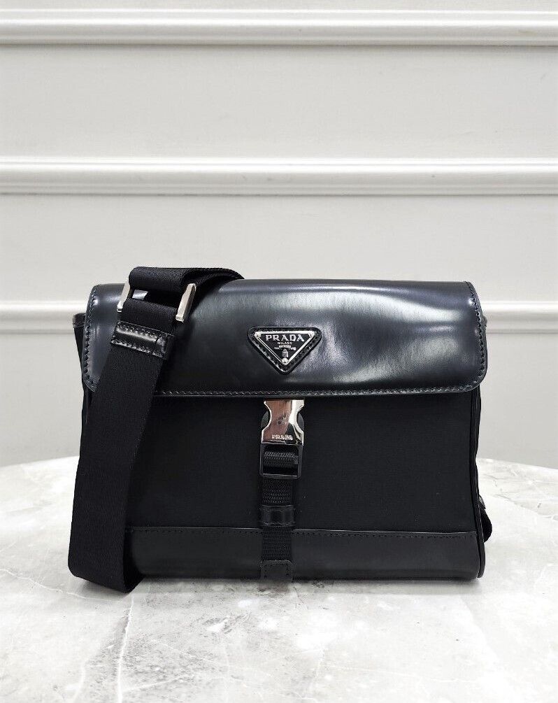 Prada Nylon Triangle Logo Leather Crossbody Bag SKU 12345