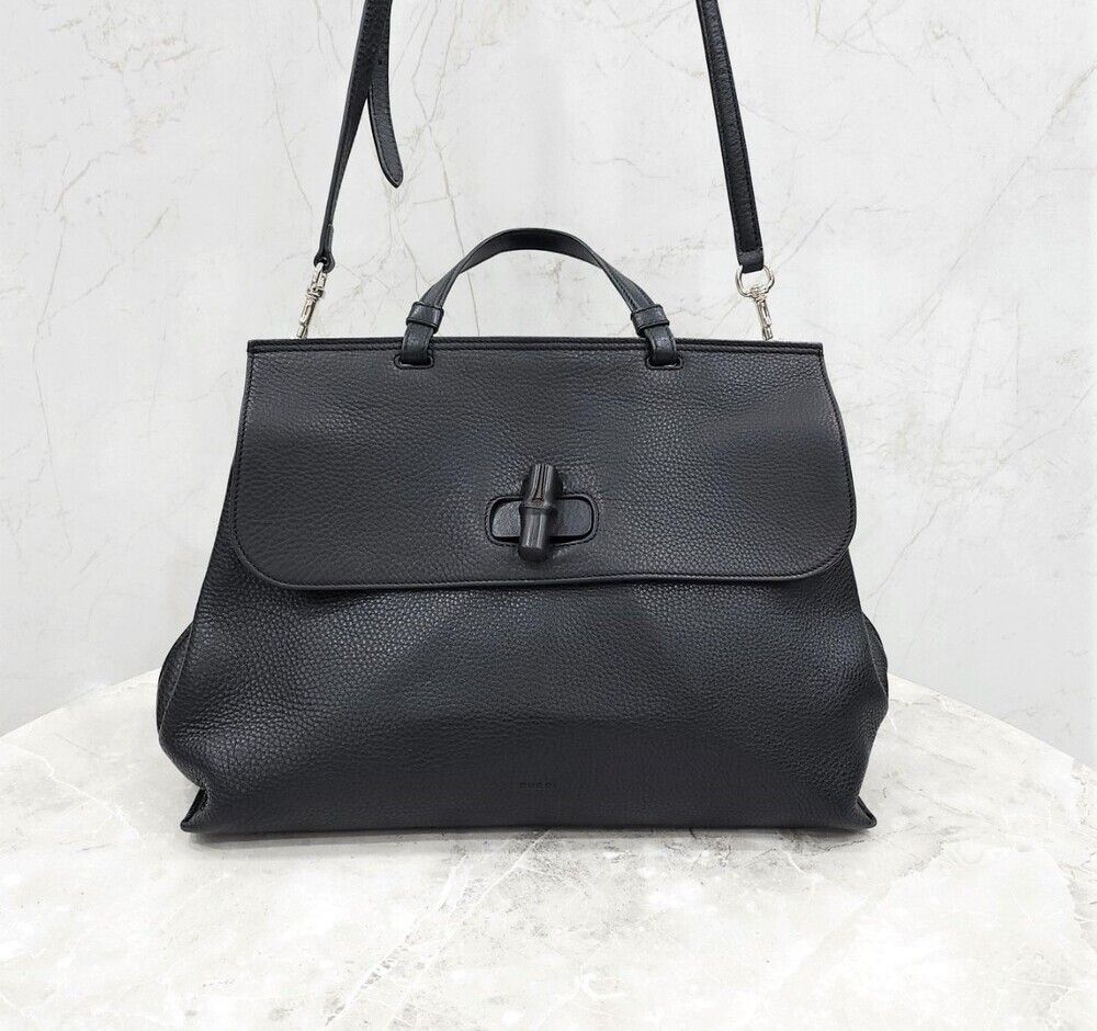 Gucci Bamboo Leather Tote Shoulder Bag 370830