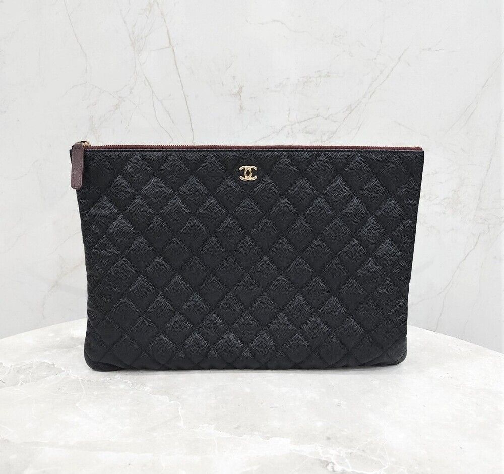 CHANEL Classic Caviar Clutch Large Gold A82552