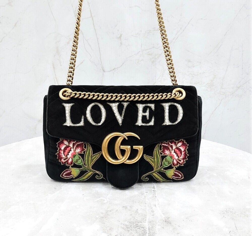 Gucci Limited Edition GG Matelasse Love Flower Velvet Shoulder Bag SKU1234