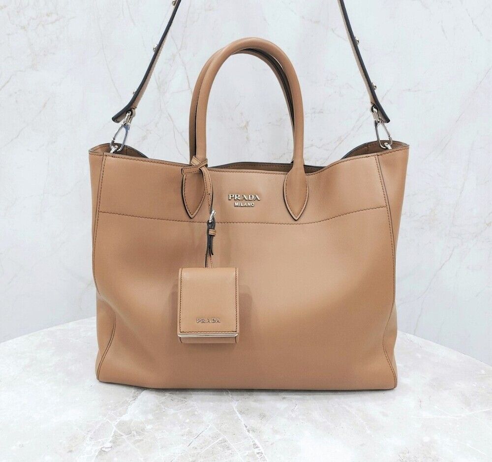 Prada Beige Logo Mini Pocket Tote Shoulder Bag SKU123