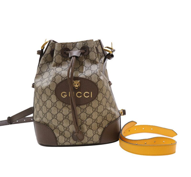 Gucci Supreme Vintage Canvas Bucket Shoulder Bag Backpack 473875