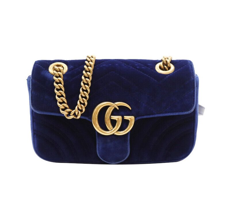 Gucci Velvet Mini Chain Shoulder Bag - GG Momont Matelasse 446744 (SKU: 7327093389)