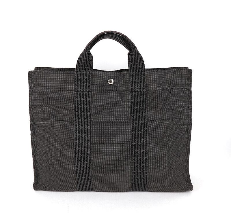 Hermes Fluto MM Charcoal Canvas Business Bag 7222776004