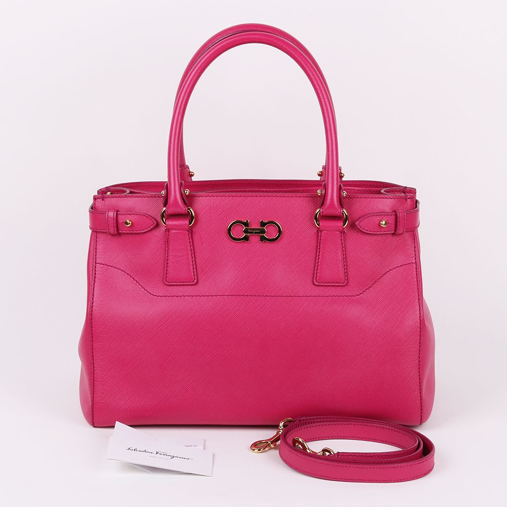 Salvatore Ferragamo Pink Gancini Gold Tote Shoulder Bag - Ferragamo SKU12345
