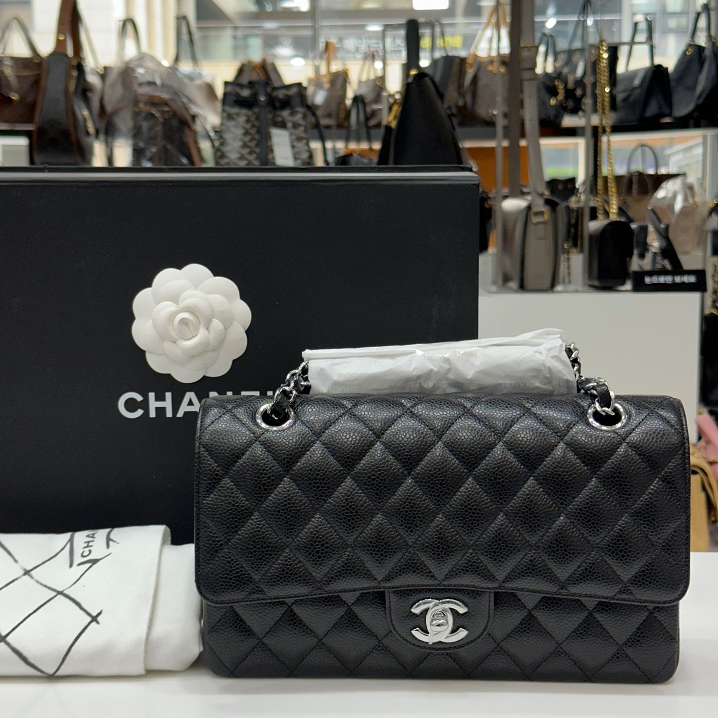 CHANEL Classic Medium Black Caviar Shoulder Bag A+ SKU123