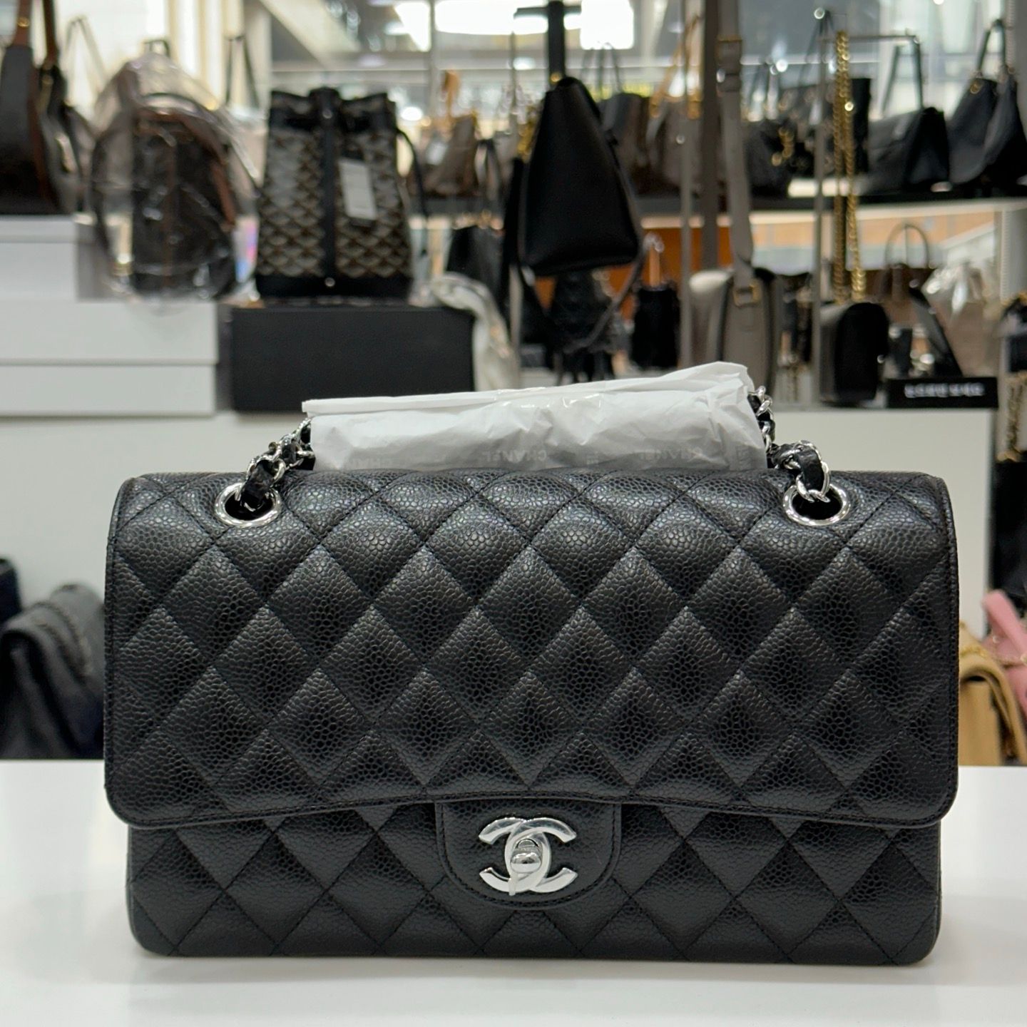 CHANEL Classic Medium Black Caviar Leather Inner Chips - SKU 98765