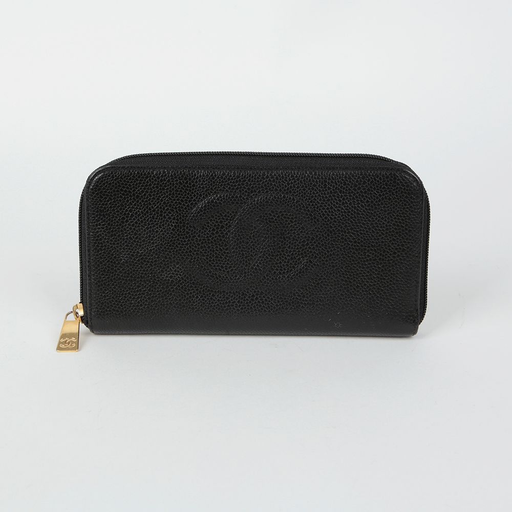 CHANEL Caviar Skin Timeless Long Wallet A13228