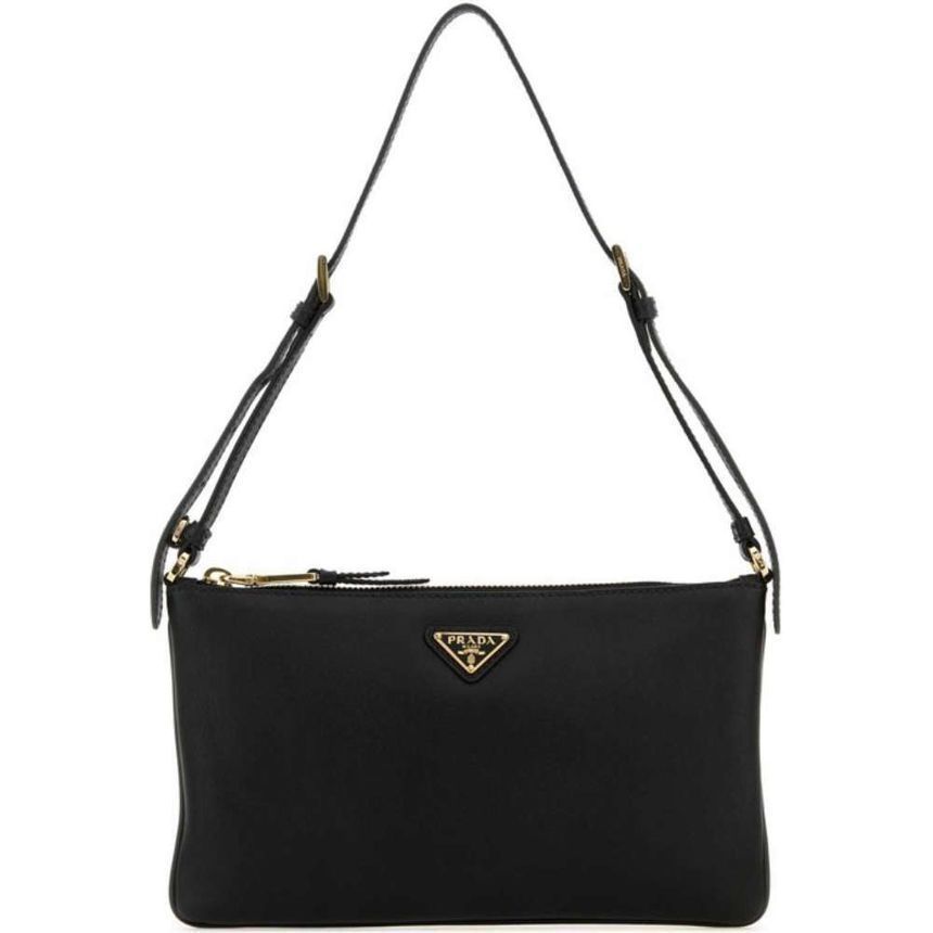 Prada Leather Shoulder Bag Pouch Black 1BC238 2CYS F0002