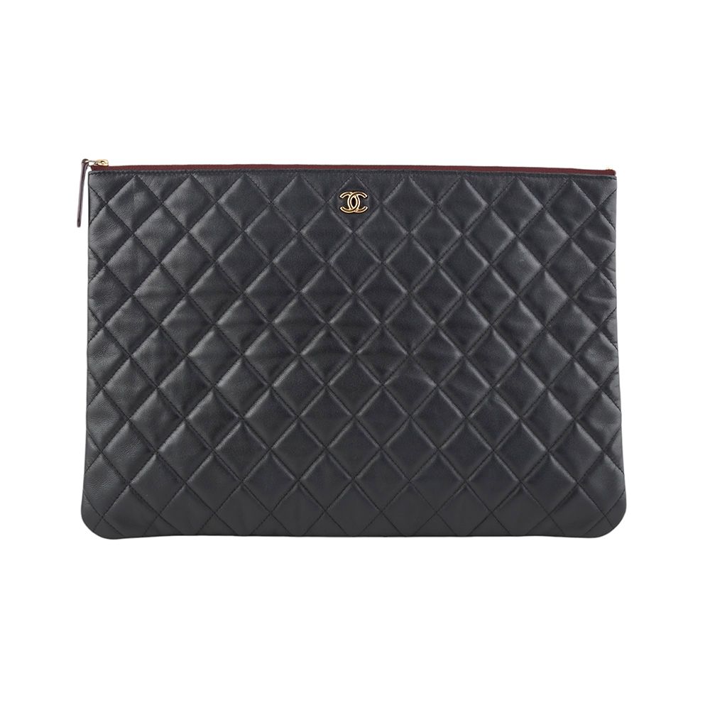 CHANEL Classic Lambskin Pocket Clutch Bag with Gold Hardware Large 34575Y