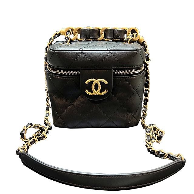 CHANEL Gold Metal Cosmetic Case Chain Bag Small - 22SS (AS3228 B08008 94305)