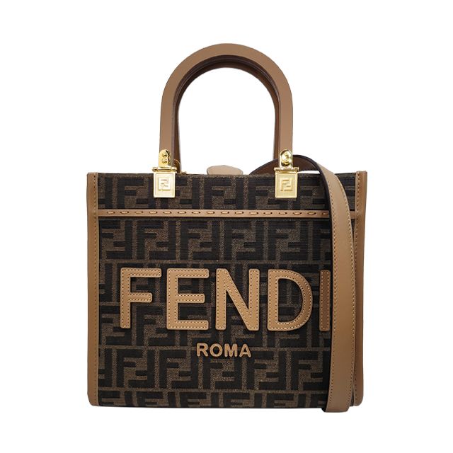 Fendi FF Monogram Shine Shopper Bag Small Brown (SKU: 8BH394 ALVY F1GE3)