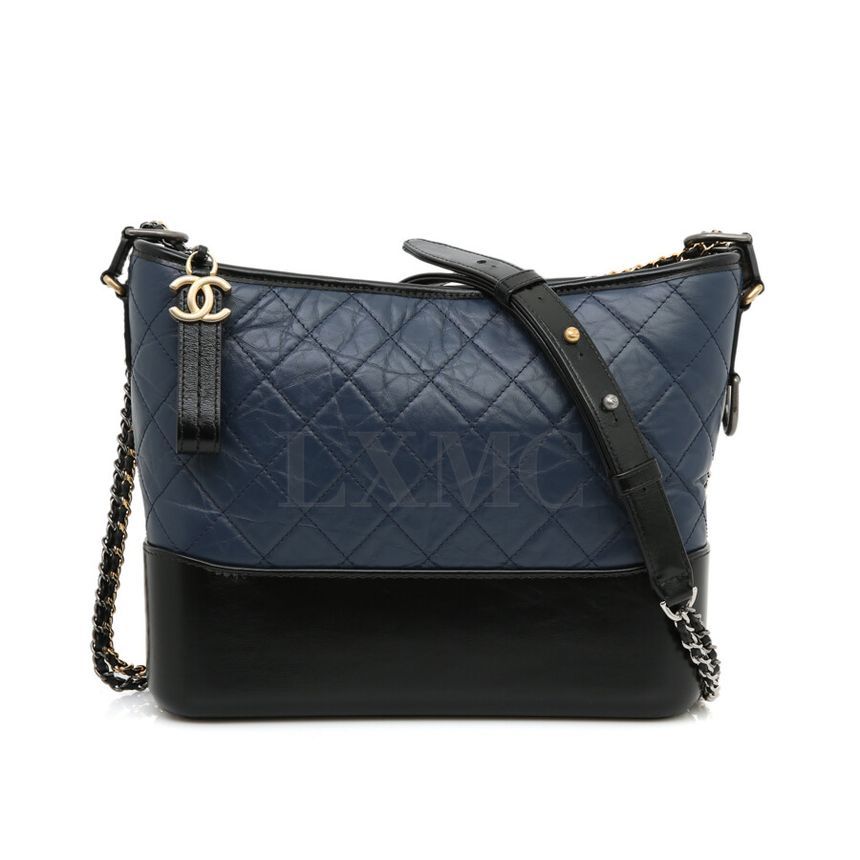CHANEL Gabrielle Hobo Chain Shoulder Bag Navy Black A93824