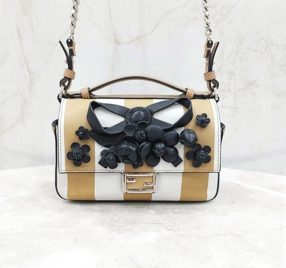 Fendi Floral Micro Baguette Double Mini Crossbody - SKU 12345