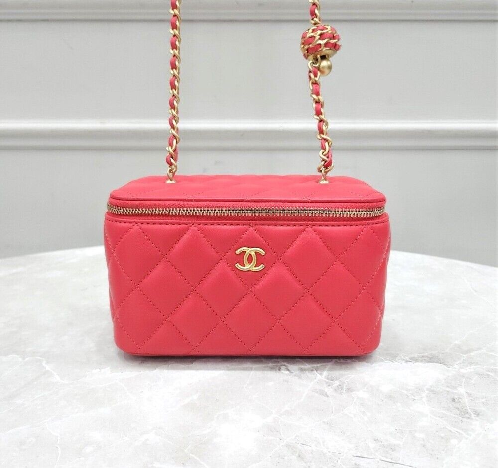 CHANEL Rectangular Cosmetic Vanity Bag Golden Ball 32th