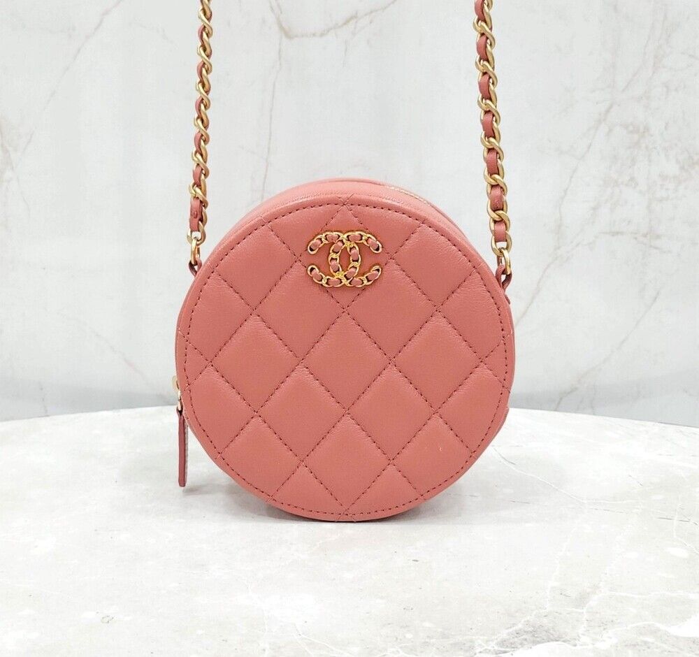 CHANEL Pink Chain Tambourine Mini Bag AP0725