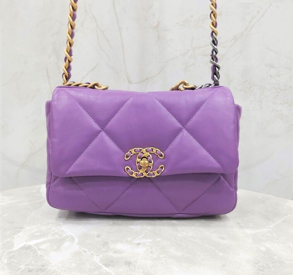 CHANEL Purple 19 Back Medium Flap Bag with Built-In Chip AS1160