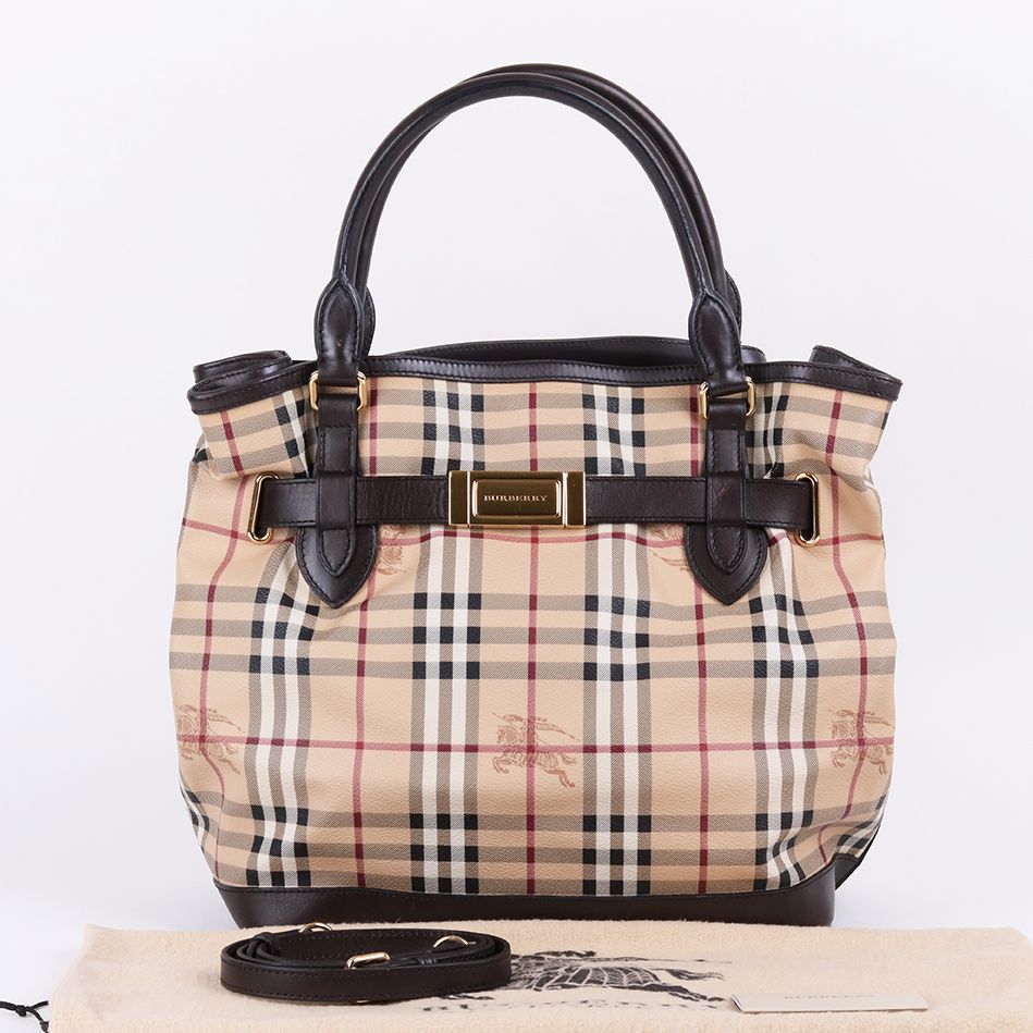 Burberry Vintage Check Large Shoulder Bag Gold Buckle (SKU: 12345)