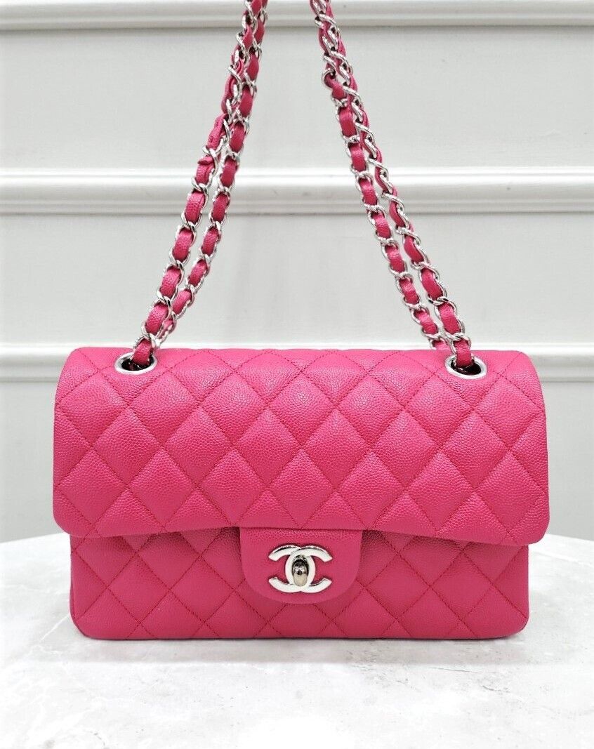 CHANEL Classic Small Flap Bag Caviar Pink with Embedded Chip SKU12345