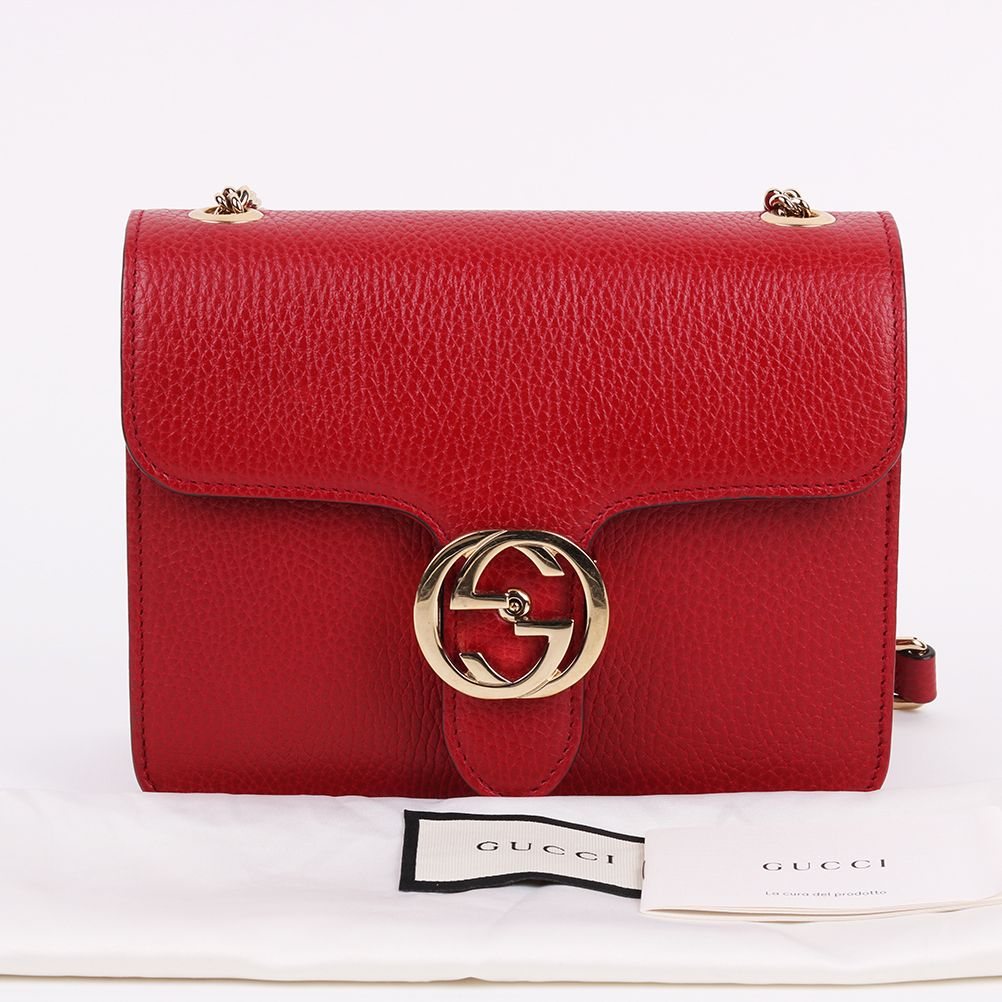 Gucci Red Small Crossbody Bag with Interlocking Gold Details 510304