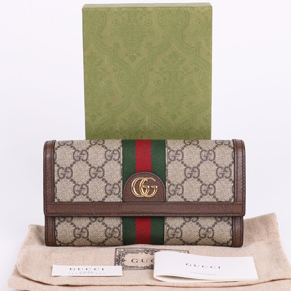 Gucci Three-Line Long Wallet with GG Logo 523153