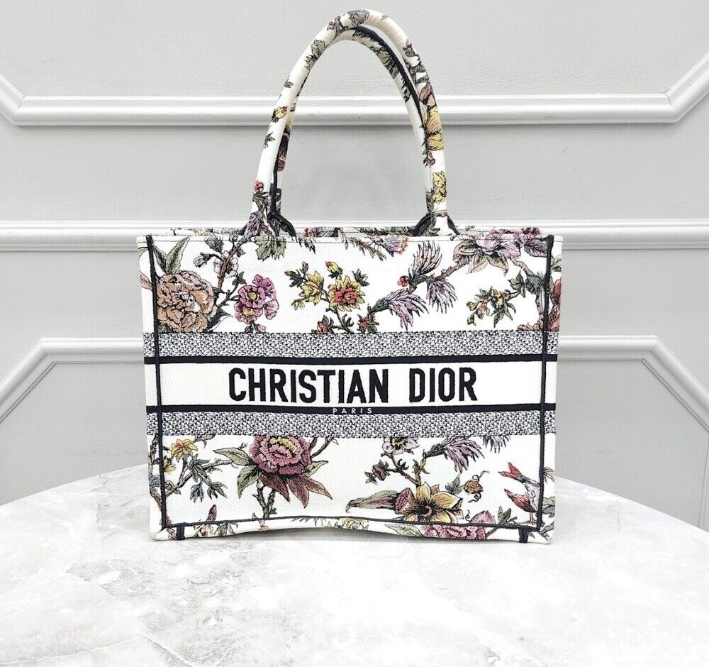 Dior Floral Embroidered Book Tote Medium Bag 001