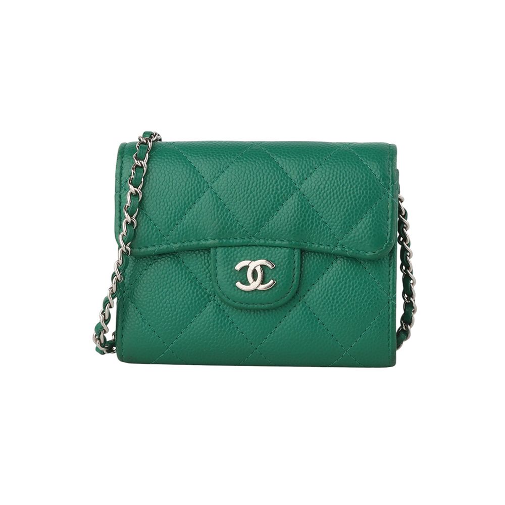 CHANEL Classic Caviar Mini WOC Chain Card Wallet with Department Store Receipt 34558Y