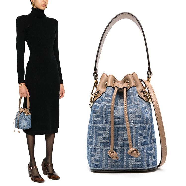 Fendi Mini Bucket Bag with FF Logo 8BS093 AS3F F1PLM