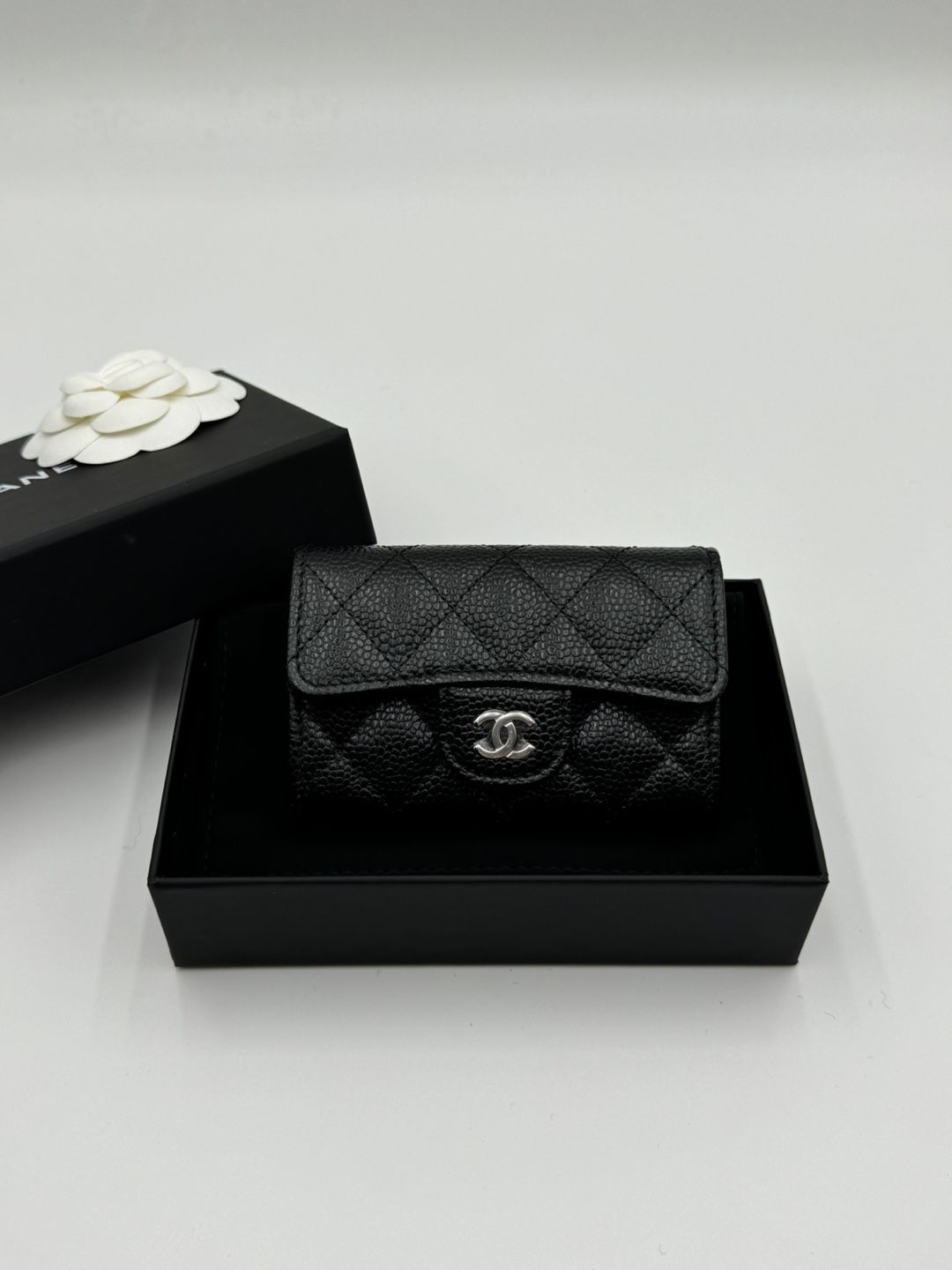 CHANEL Classic Snap Card Wallet Black AP0214