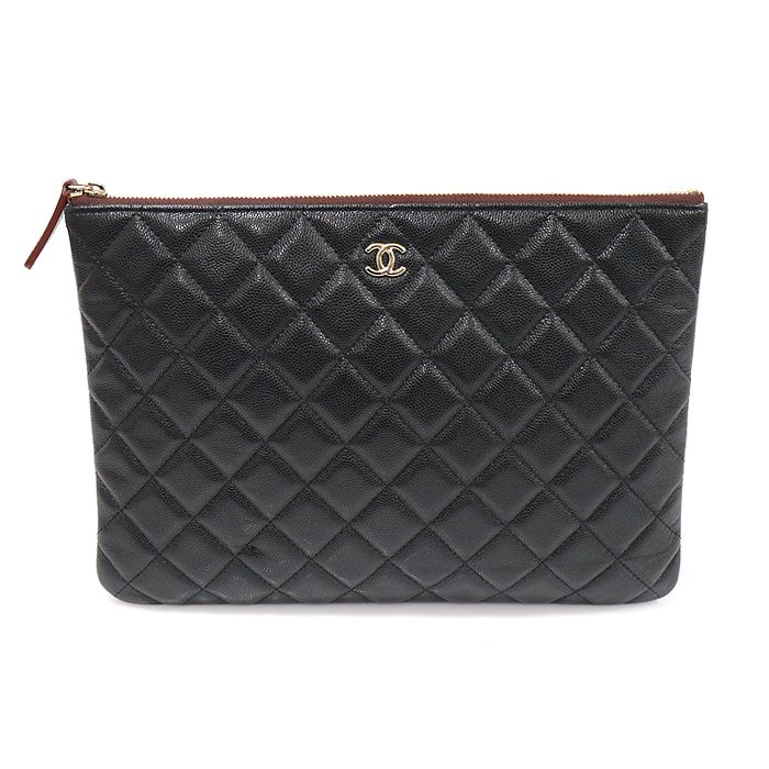 CHANEL Black Caviar Gold-tone Classic Neodium Clutch (Size 31) A82545