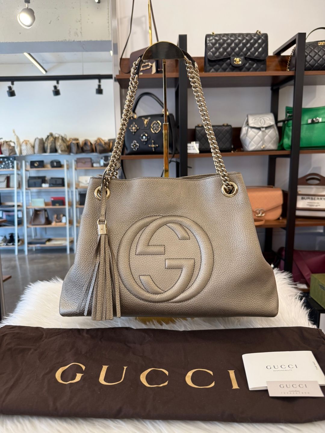 Gucci Tassel Chain Shoulder Bag Gold (308982)