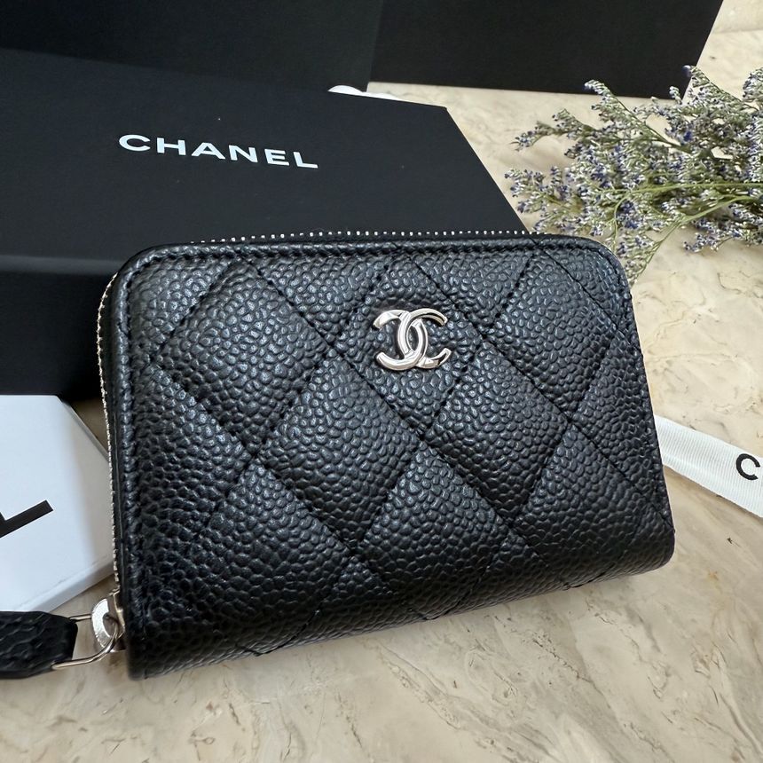 CHANEL Classic Zipper Card Wallet Black AP0216